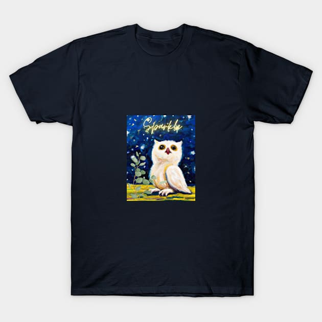 Mesmerizing Owl Artwork - A Starry Night's Guardian T-Shirt by Karen Ankh Custom T-Shirts & Accessories